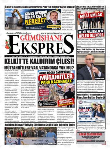 Gümüşhane Ekspres gazetesi ilk sayfası