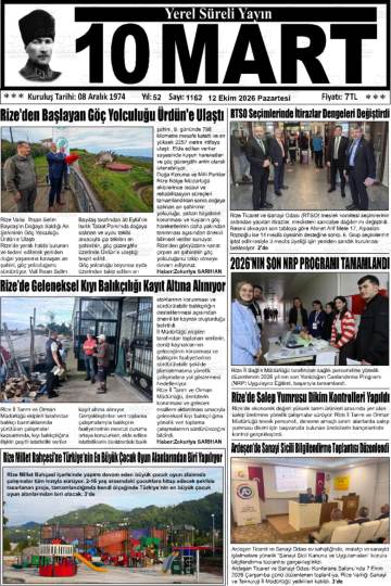10 Mart gazetesi ilk sayfası