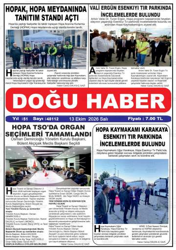 Doğu Haber gazetesi ilk sayfası