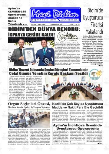 Mavi Didim gazetesi ilk sayfası