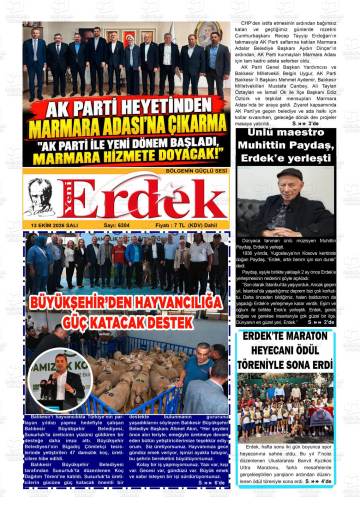 Yeni Erdek gazetesi ilk sayfası