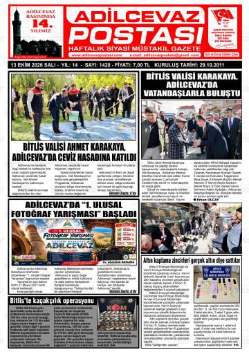Adilcevaz Postası gazetesi ilk sayfası