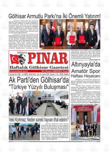 Gölhisar Pınar gazetesi ilk sayfası