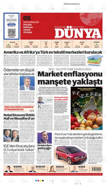 Dünya Ekonomi-Politika gazetesi ilk sayfası