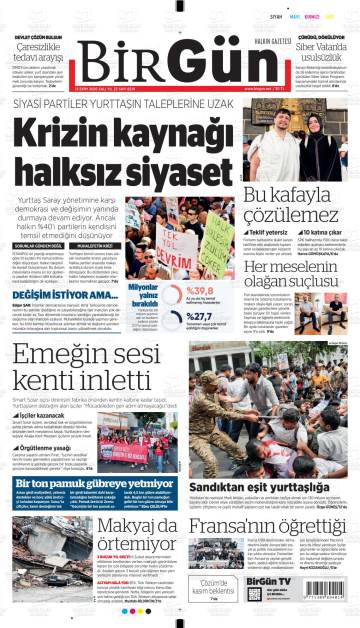Halkın Gazetesi Birgün gazetesi ilk sayfası