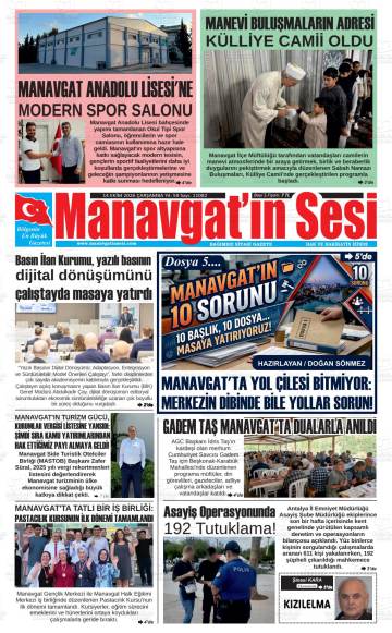 Manavgat'ın Sesi gazetesi ilk sayfası