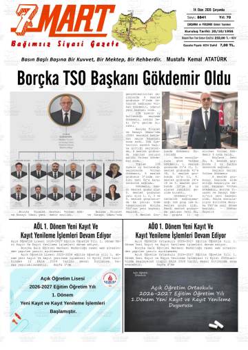 7 Mart gazetesi ilk sayfası