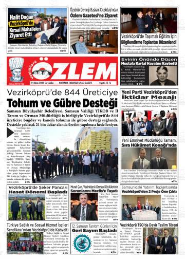 Özlem gazetesi ilk sayfası
