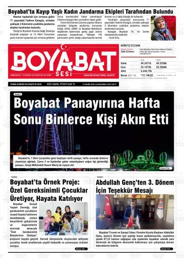 Boyabat Sesi gazetesi ilk sayfası