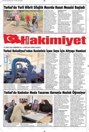 Turhal Hakimiyet gazetesi ilk sayfası