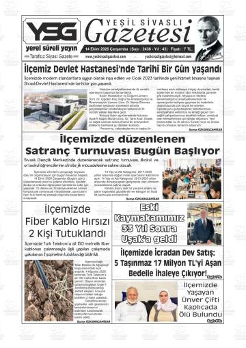 Yeşil Sivaslı gazetesi ilk sayfası