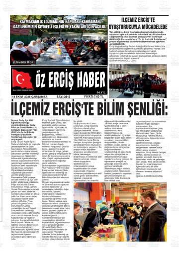 Öz Erciş Haber gazetesi ilk sayfası