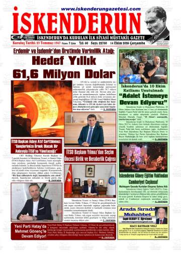 İskenderun gazetesi ilk sayfası