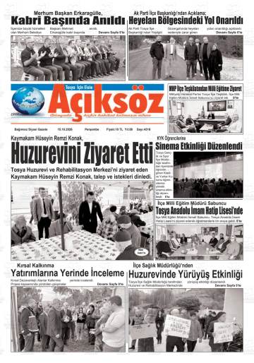 Açıksöz gazetesi ilk sayfası