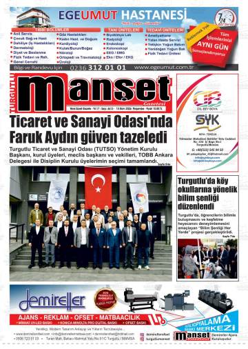 Turgutlu Manşet gazetesi ilk sayfası