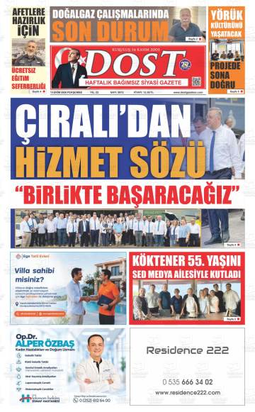 Dost gazetesi ilk sayfası