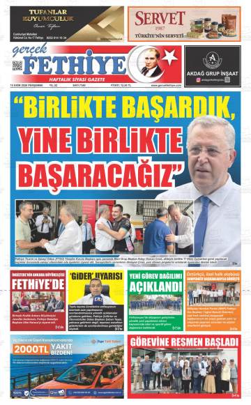 Gerçek Fethiye gazetesi ilk sayfası