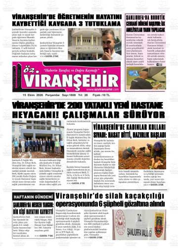Öz Viranşehir gazetesi ilk sayfası