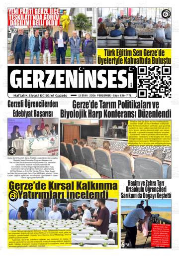 Gerze'nin Sesi gazetesi ilk sayfası
