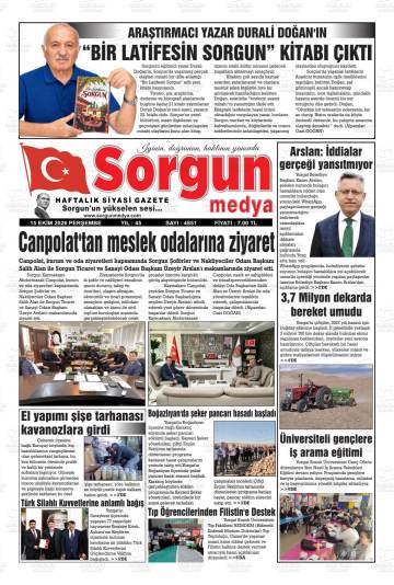Sorgun Medya gazetesi ilk sayfası