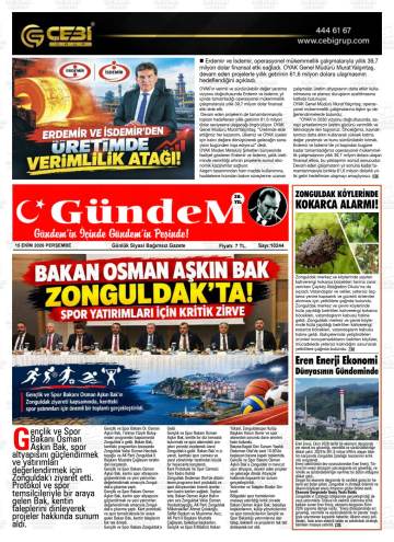 Gündem gazetesi ilk sayfası