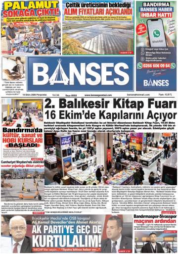 Banses gazetesi ilk sayfası