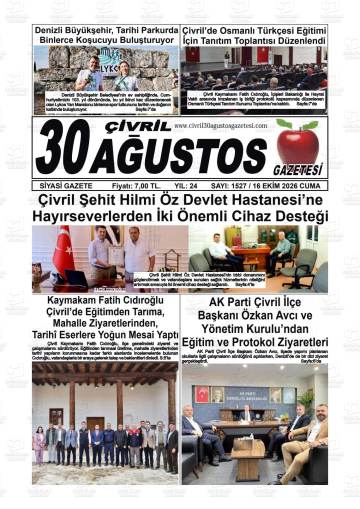 Çivril 30 Ağustos gazetesi ilk sayfası
