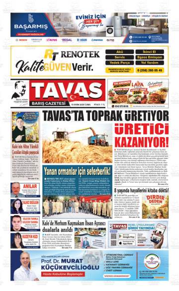 Tavas Barış gazetesi ilk sayfası
