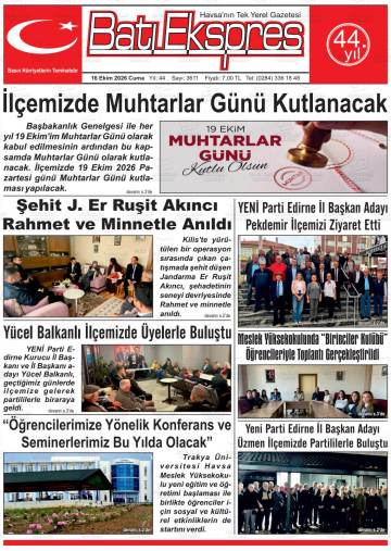 Batı Ekspres gazetesi ilk sayfası