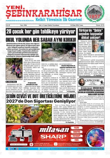 Yeni Şebinkarahisar gazetesi ilk sayfası