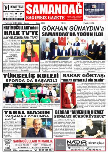 Samandağ gazetesi ilk sayfası
