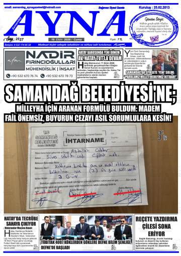 Samandağ Ayna gazetesi ilk sayfası