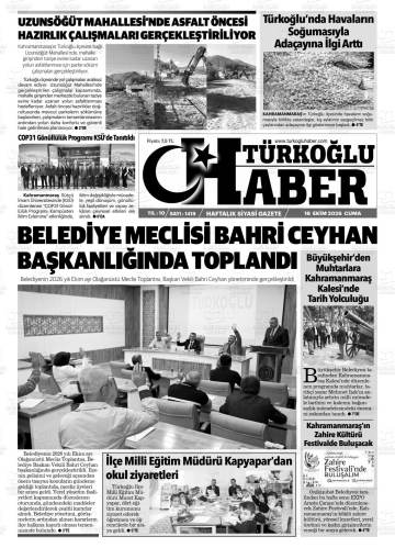 Türkoğlu Haber gazetesi ilk sayfası
