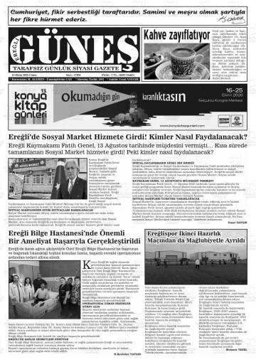 Ereğli Güneş gazetesi ilk sayfası