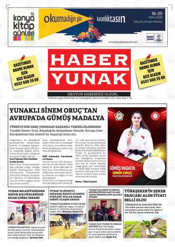 Haber Yunak gazetesi ilk sayfası