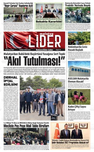Malatya Lider gazetesi ilk sayfası