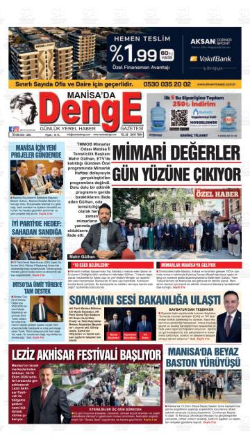 Manisa'da Denge gazetesi ilk sayfası