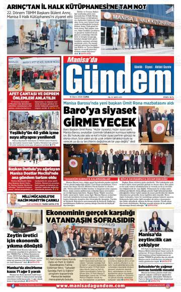 Manisa'da Gündem gazetesi ilk sayfası