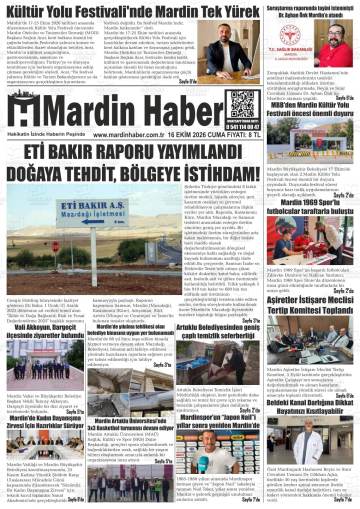 Mardin Haber gazetesi ilk sayfası