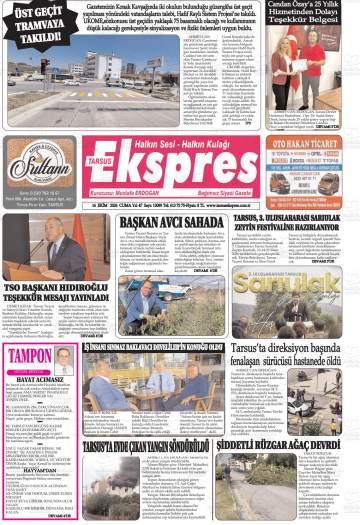 Tarsus Ekspres gazetesi ilk sayfası