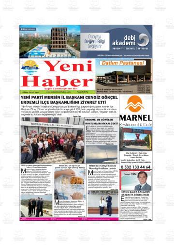 Yeni Haber gazetesi ilk sayfası