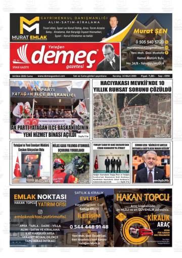 Yatağan Demeç gazetesi ilk sayfası