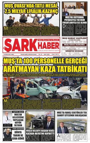 Muş Şark Haber gazetesi ilk sayfası