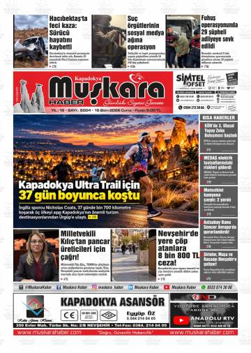 Kapadokya Muşkara Haber gazetesi ilk sayfası