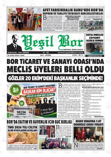 Yeşil Bor gazetesi ilk sayfası