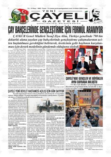 Yeni Çayeli gazetesi ilk sayfası