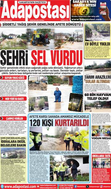 Adapostası gazetesi ilk sayfası