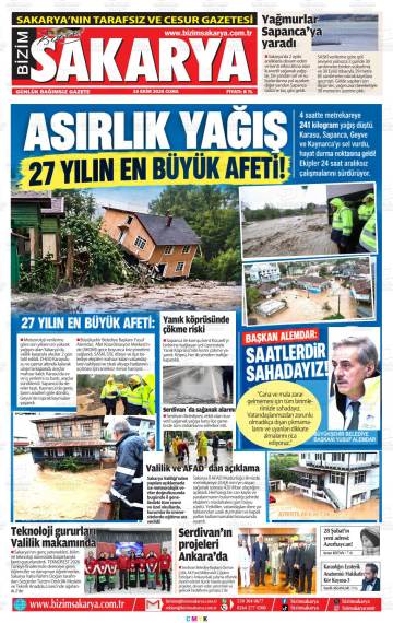 Bizim Sakarya gazetesi ilk sayfası