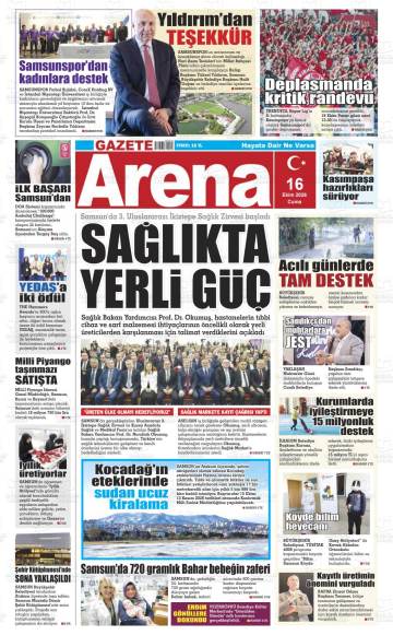 Gazete Arena gazetesi ilk sayfası