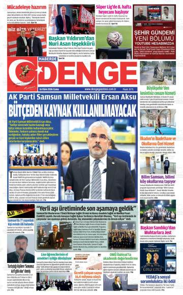 Haberde Denge gazetesi ilk sayfası